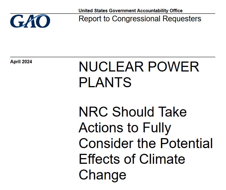Jaderný dozor by měl brát v úvahu klimatickou změnu, říká zpráva amerického úřadu