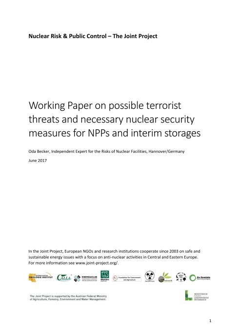 Working Paper on possible terrorist threats and necessary nuclear security measures for NPPs and interim storages -  Oda Becker (ENG)