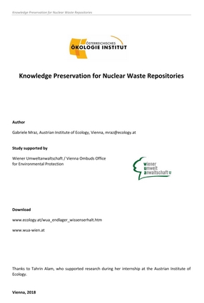 Knowledge Preservation for Nuclear Waste Repositories (ENG)