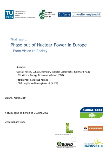 Phase out of Nuclear Power in Europe – From Vision to Reality - Global 2000 (ENG)